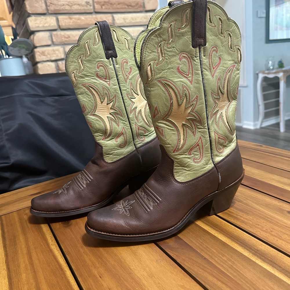 Ariat Manzanita Leather Boots, Brown with Green Shaft